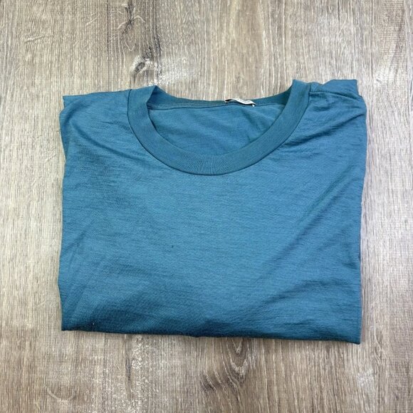 Son Of A Tailor Mens Cerulean Blue Merino Wool Crewneck Long Sleeve T-Shirt XL - Picture 1 of 12